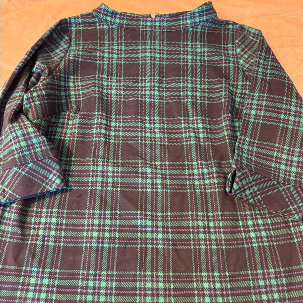 Talbots Black and Green Plaid tunic